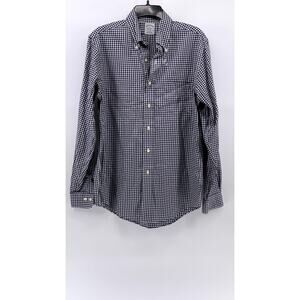 BROOKS BROTHERS Men's Blue-White Gingham Button-Up Original Polo Shirt SZ M